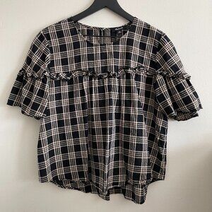 Madewell Short Sleeve Plaid Blouse